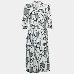 Gucci Monochrome Printed Jersey Midi Wrap Dress XL