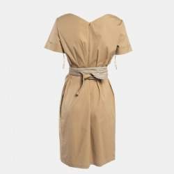 Gucci Beige Cotton Tie-Up Detail Midi Dress M