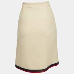 Pre Owned Gucci Cream Wool Contrast Trimmed Short Skirt S