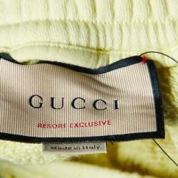 Gucci Yellow Cotton Logo Patch Shorts M