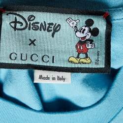 Gucci X Disney Blue Mickey Mouse Print Cotton Crew Neck T-Shirt XS