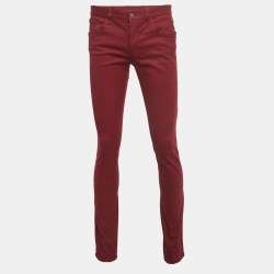 Pre Owned Gucci Burgundy Denim Skinny Fit Jeans Waist 33"