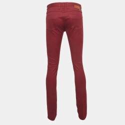 Pre Owned Gucci Burgundy Denim Skinny Fit Jeans Waist 33"