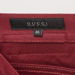 Pre Owned Gucci Burgundy Denim Skinny Fit Jeans Waist 33"