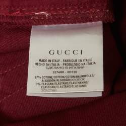 Pre Owned Gucci Burgundy Denim Skinny Fit Jeans Waist 33"