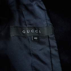 Pre Owned Gucci Navy Blue Velvet Button Front Blazer S
