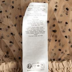 Gucci Beige Dot Embroidered Tulle One Shoulder Maxi Dress M