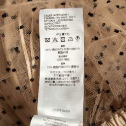 Gucci Beige Dot Embroidered Tulle One Shoulder Maxi Dress M