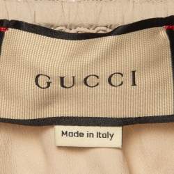 Gucci Beige Dot Embroidered Tulle One Shoulder Maxi Dress M