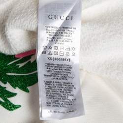 Gucci White Hawaii Glitter Print Cotton Cropped Sweatshirt XS