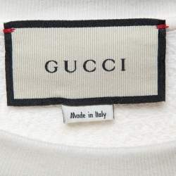 Gucci White Hawaii Glitter Print Cotton Cropped Sweatshirt XS