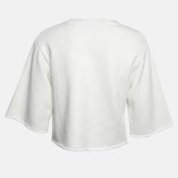 Gucci White Hawaii Glitter Print Cotton Cropped Sweatshirt XS