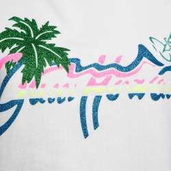 Gucci White Hawaii Glitter Print Cotton Cropped Sweatshirt XS