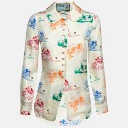 Disney x Gucci Cream Printed Silk Pajama Shirt XS