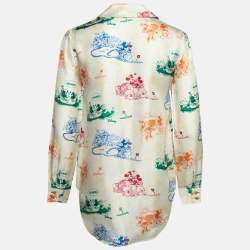 Disney x Gucci Cream Printed Silk Pajama Shirt XS