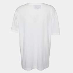 Gucci White L'Aveugle Par Amour Print Cotton Crew Neck T-Shirt L