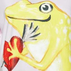 Pre Owned Gucci Pink Frog Logo Print Cotton Crew Neck T-Shirt S