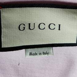 Pre Owned Gucci Pink Frog Logo Print Cotton Crew Neck T-Shirt S