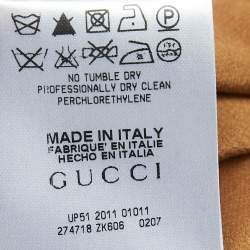 Pre Owned Gucci Brown Silk Neck Tie-Up Shirt M