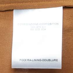 Pre Owned Gucci Brown Silk Neck Tie-Up Shirt M