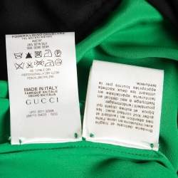 Pre Owned Gucci Green & Black Silk Pleated Strapless Dress S