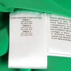 Pre Owned Gucci Green & Black Silk Pleated Strapless Dress S