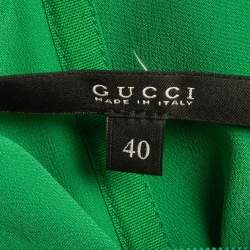 Pre Owned Gucci Green & Black Silk Pleated Strapless Dress S