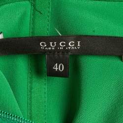 Pre Owned Gucci Green & Black Silk Pleated Strapless Dress S