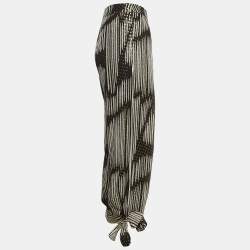 Gucci Black & White Silk Brocade Tie Up Pants S