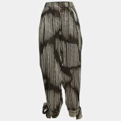 Gucci Black & White Silk Brocade Tie Up Pants S