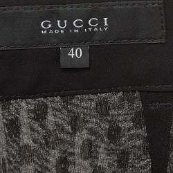 Gucci Black & White Silk Brocade Tie Up Pants S