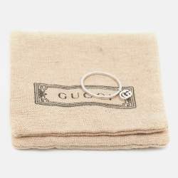 Gucci GG Running 18k White Gold Charm Ring Size 56
