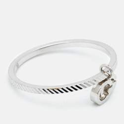 Gucci GG Running 18k White Gold Charm Ring Size 56