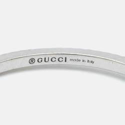 Gucci GG Running 18k White Gold Charm Ring Size 56