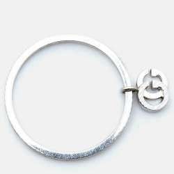 Gucci GG Running 18k White Gold Charm Ring Size 56