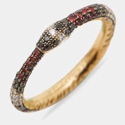 Gucci Ouroboros Multi Gemstone 18k Yellow Gold Ring Size 52