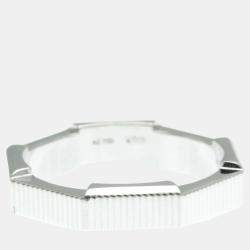 Gucci 18K White Gold Silver Link Toe No Stone Ring