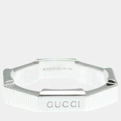 Gucci 18K White Gold Silver Link Toe No Stone Ring