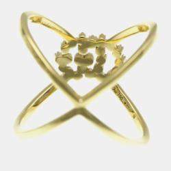 Gucci 18K Yellow Gold Diamond GG Running Ring