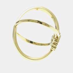 Gucci 18K Yellow Gold Diamond GG Running Ring