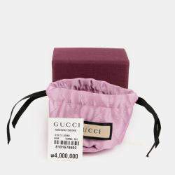 Gucci 18K White Gold Diamond Interlocking G Ring Size 16