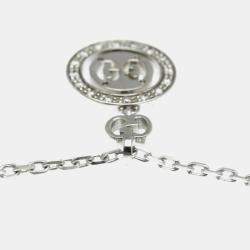 Gucci 18K White Gold and Diamond Icon Toile Pendant Necklace