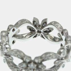 Gucci 18K White Gold and Diamond Flora Band Ring EU 48