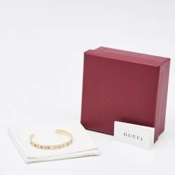 Gucci GG Icon Blossom Enamel 18k Rose Gold Cuff Bracelet 18