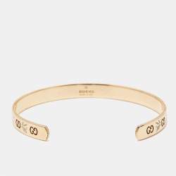 Gucci GG Icon Blossom Enamel 18k Rose Gold Cuff Bracelet 18