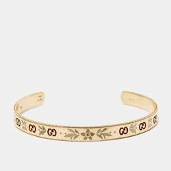 Gucci GG Icon Blossom Enamel 18k Rose Gold Cuff Bracelet 18