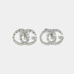 Gucci 18K White Gold and Diamond Icon Stud Earrings