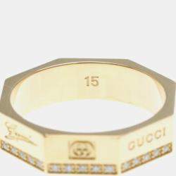Gucci Octagonal Ring Diamond Pink Gold 18K Fashion Diamond Band Ring Pink Gold