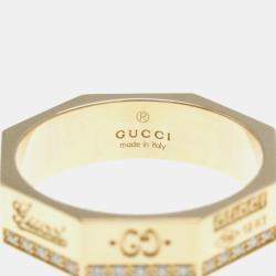 Gucci Octagonal Ring Diamond Pink Gold 18K Fashion Diamond Band Ring Pink Gold