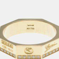 Gucci Octagonal Ring Diamond Pink Gold 18K Fashion Diamond Band Ring Pink Gold